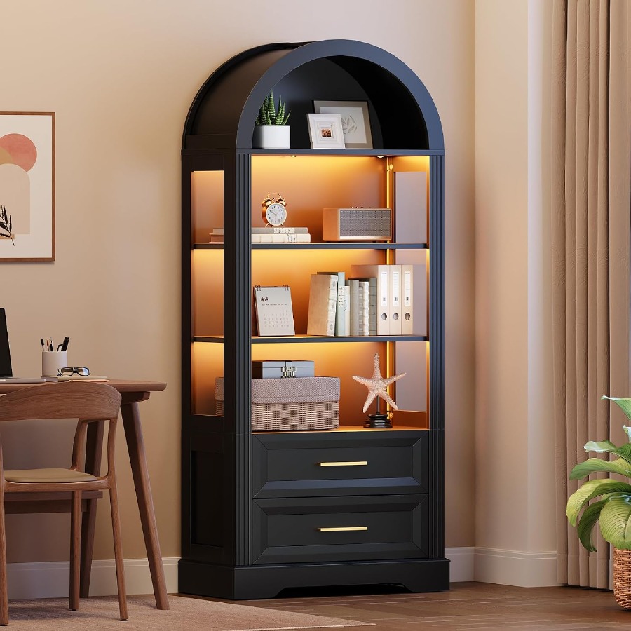Storage & Organization - Szafka ekspozycyjna, wysoka, łukowata biblioteczka z